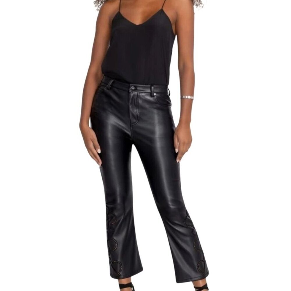 NWT JOHNNY WAS The Cropped Baby Boot Vegan Leather Pants size 27 BLACK Marisol - Picture 3 of 14